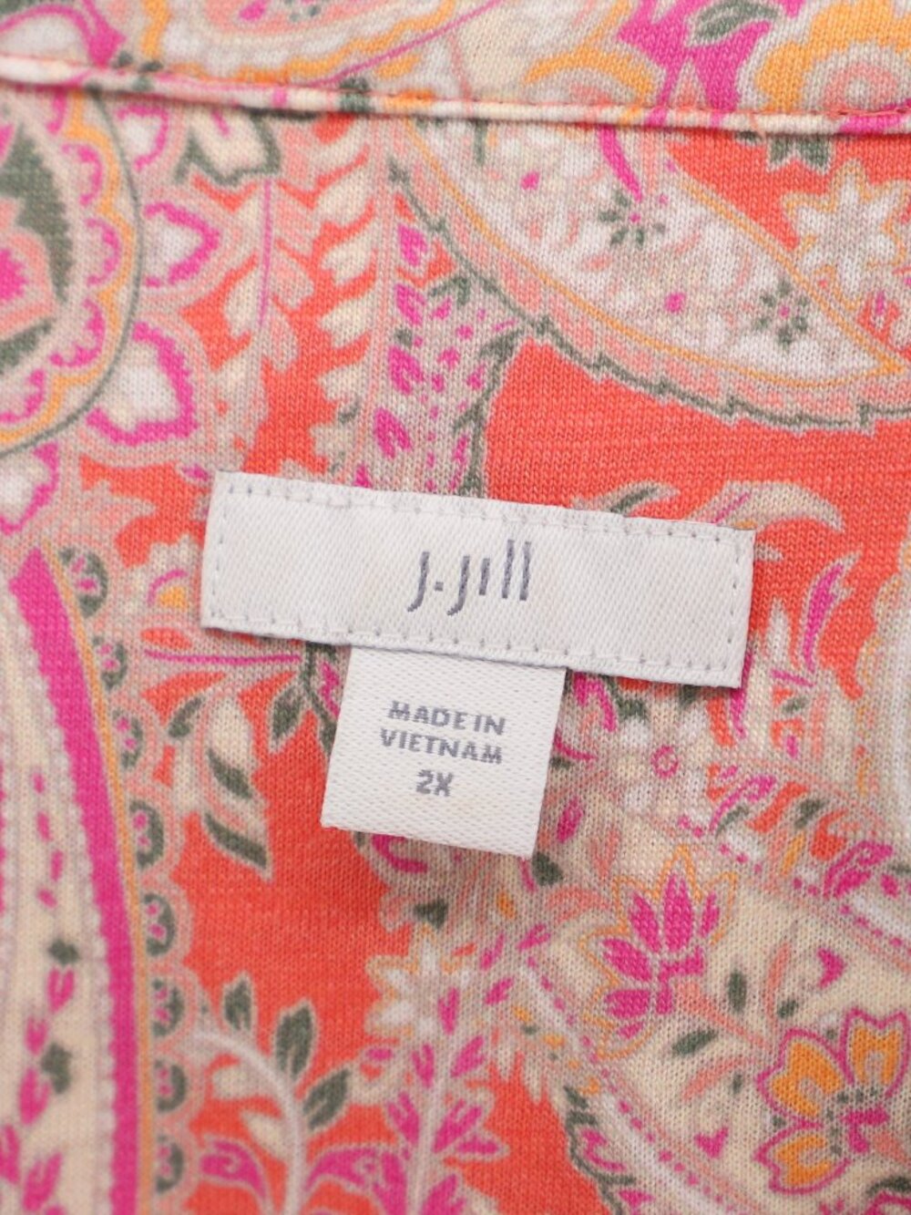 J. JILL Peasant Paisley Print 3/4 Sleeve Button Front Tunic Top Size 2X - Picture 6 of 7